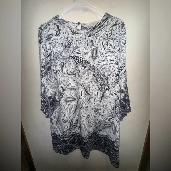 Loft Paisley Shift Long Sleeve Floral Color block Dress Size Small NWOT - Picture 10 of 12